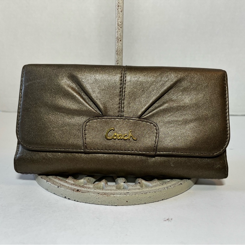 Coach Pewter Metallic Logo Wallet